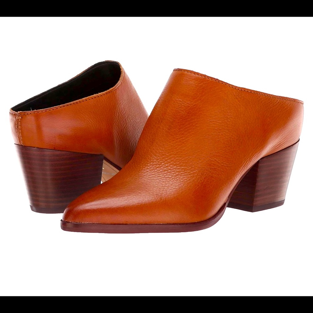 SOLD OUT! Dolce Vita Women's Roya Block Heel Mules, Size 8, Brown Leather.